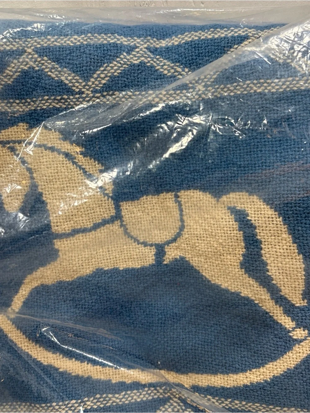 NEW Vintage Fieldcrest Loom Woven Throw Blanket Blue & White 50